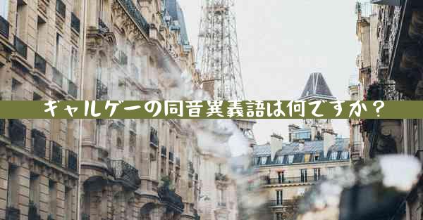 ギャルゲーの同音異義語は何ですか？
