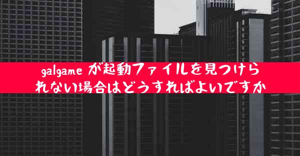 galgame が起動ファイルを見つけられない場合はどうすればよいですか